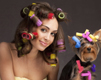 Curlers Hot Girl With Dog